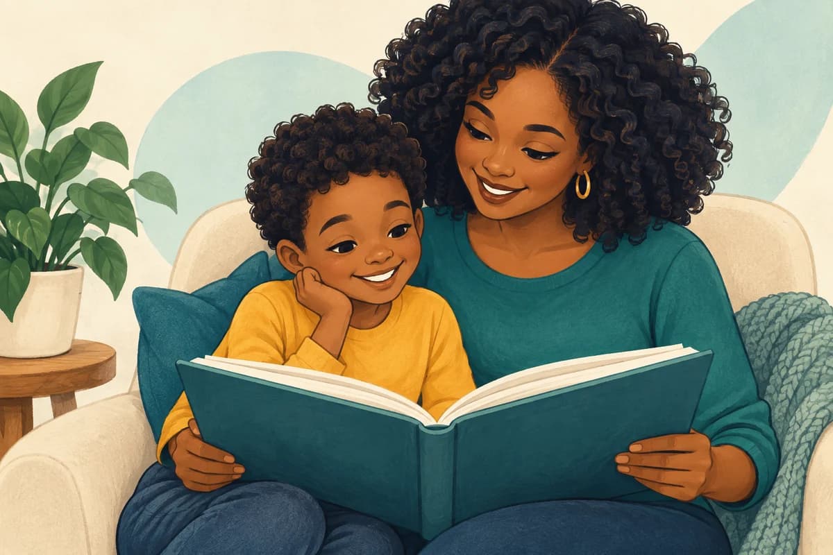 A mother and child enjoying a book together